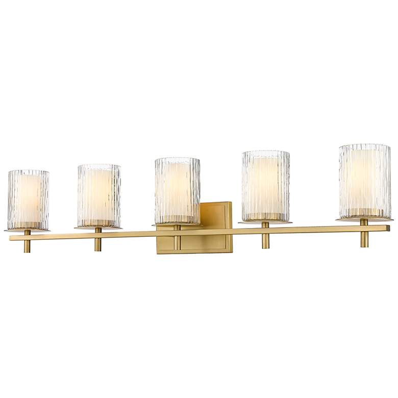 Image 1 Grayson 40" Wide Modern Gold 5-Light Vanity Bath Light