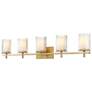 1_Grayson 40" Wide Modern Gold 5-Light Vanity Bath Light