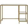 Grayson 42" Wide Tempered Glass and Gold Metal 2-Shelf Office Desk
