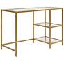 Grayson 42" Wide Tempered Glass and Gold Metal 2-Shelf Office Desk