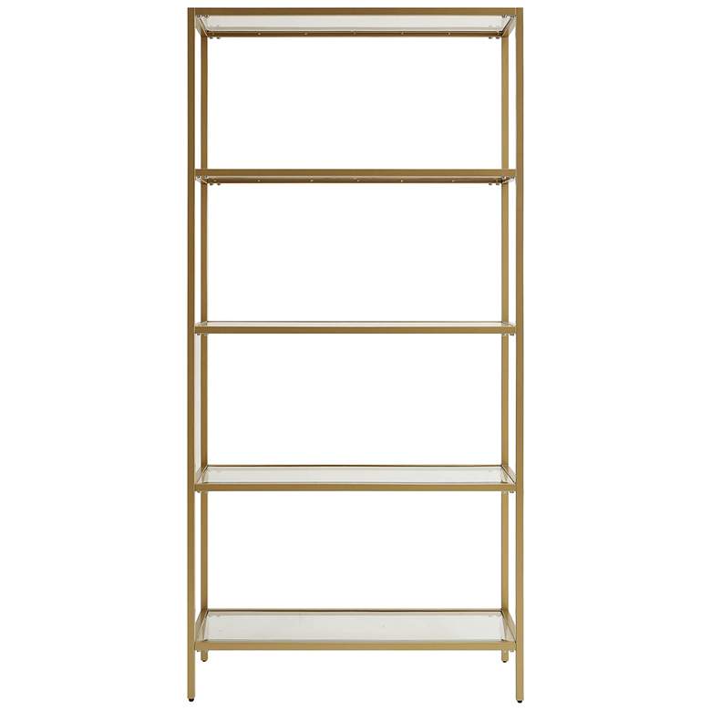 Image 1 Grayson 72 inch High Glass and Gold Metal 4-Shelf Bookcase