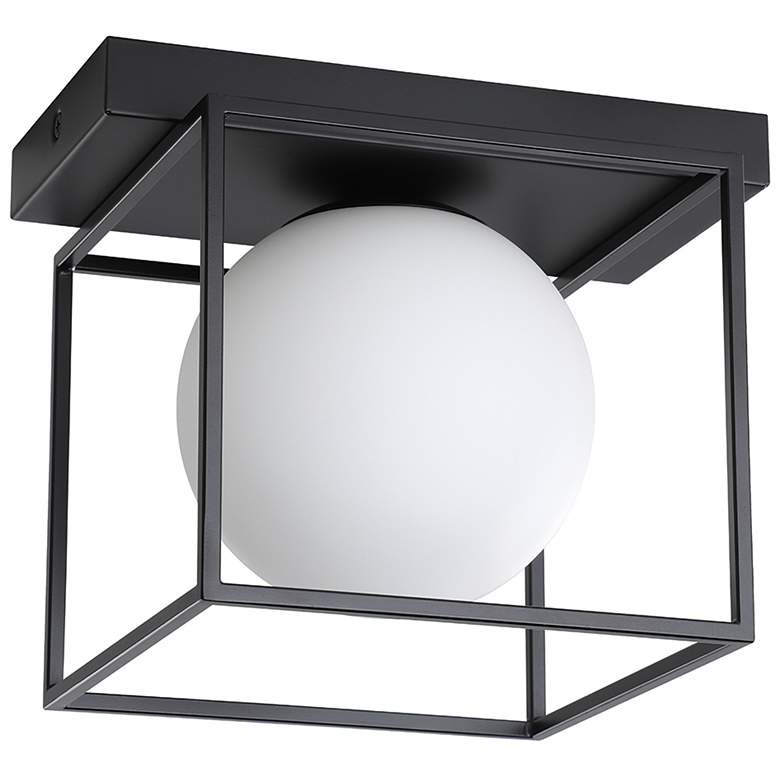 Image 1 Grayson Ceiling Light - Matte Black Finish and White Glass Shade