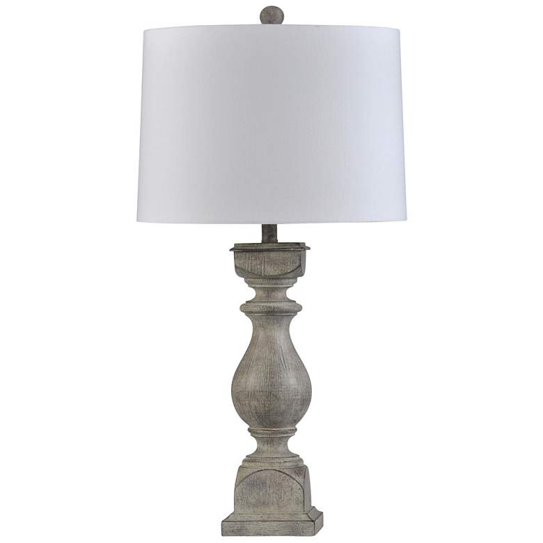 Image 1 Grayson - Urn Pedestal Table Lamp with Drum Shade - Weathered Gray Finish