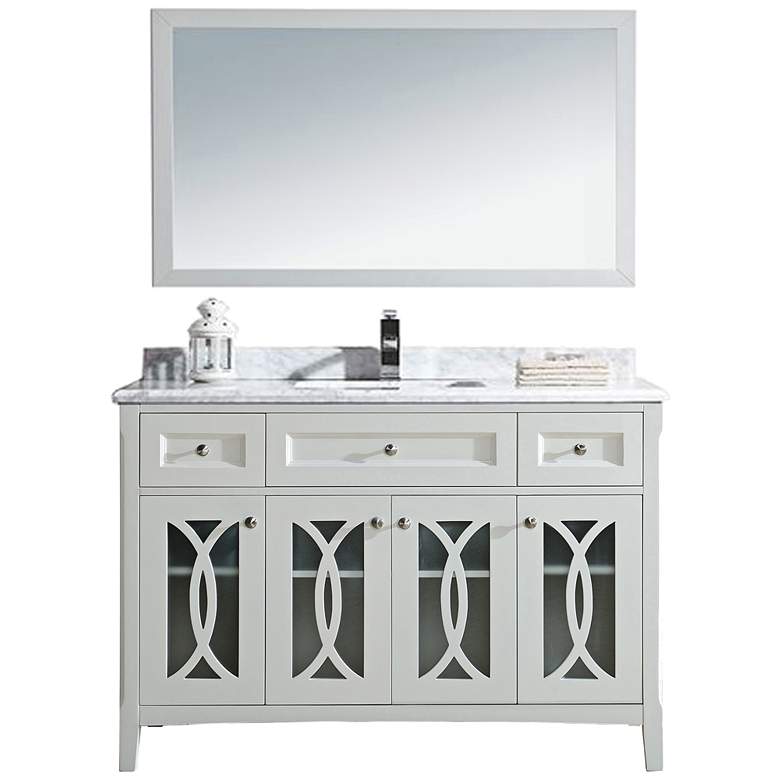 Image 1 Grazia 48 inch White Carrera and Soft White Single Sink Vanity