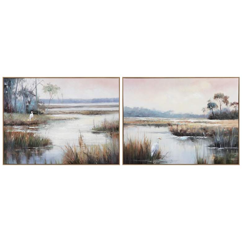 Image 1 Grazing Egret Framed Canvas Wall Art Set of Two