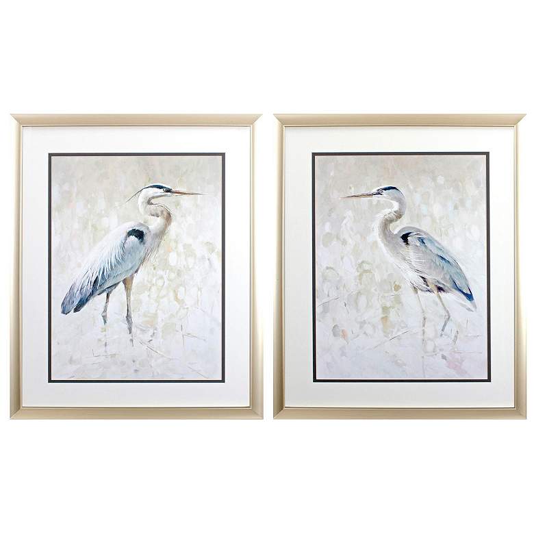 Image 1 Great Blue Heron 26"W x 32"H Framed Art Set of 2