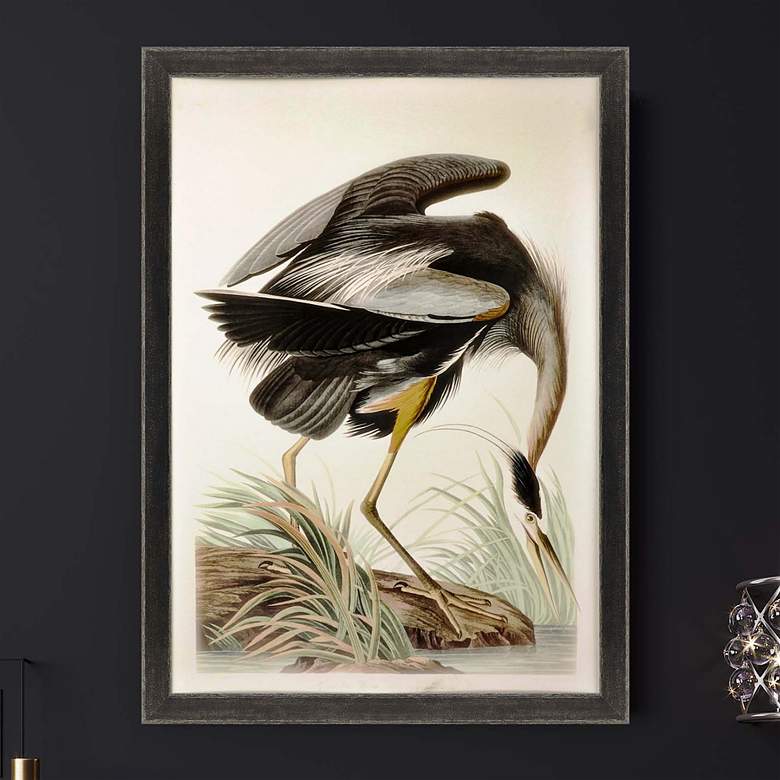 Image 2 Great Blue Heron 55" High Framed Giclee Wall Art