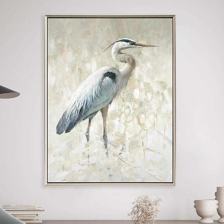 Image 2 Great Blue Heron I 50" Wide Framed Giclee Canvas Wall Art