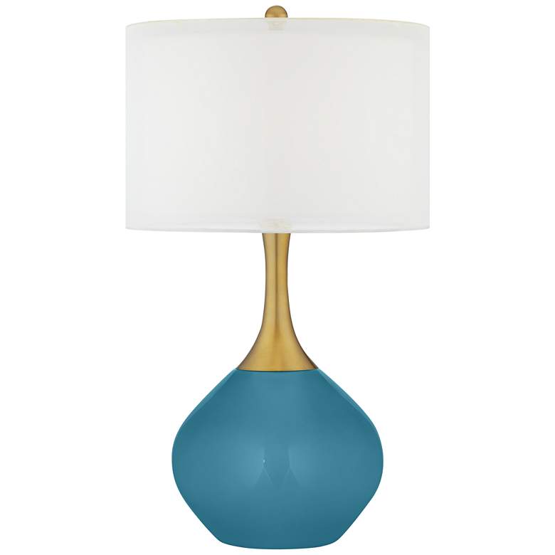 Image 1 Great Falls Blue Nickki Brass Modern Table Lamp