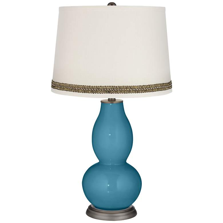 Image 1 Great Falls Double Gourd Table Lamp with Wave Braid Trim