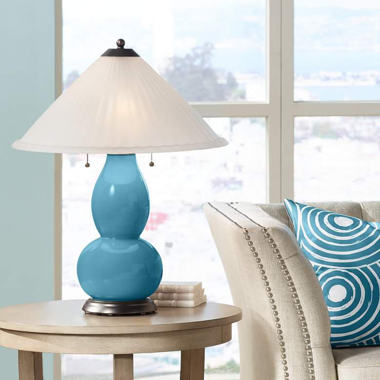 Image 1 Great Falls Fulton Table Lamp with Fluted Glass Shade