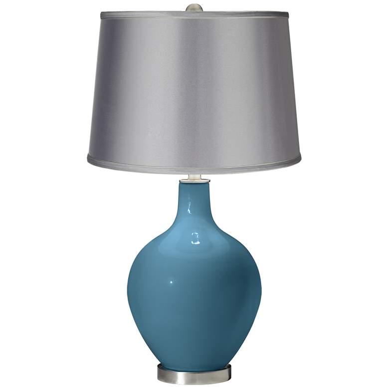 Image 1 Great Falls - Satin Light Gray Shade Ovo Table Lamp