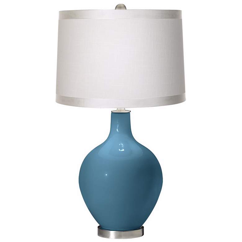 Great Falls White Drum Shade Ovo Table Lamp