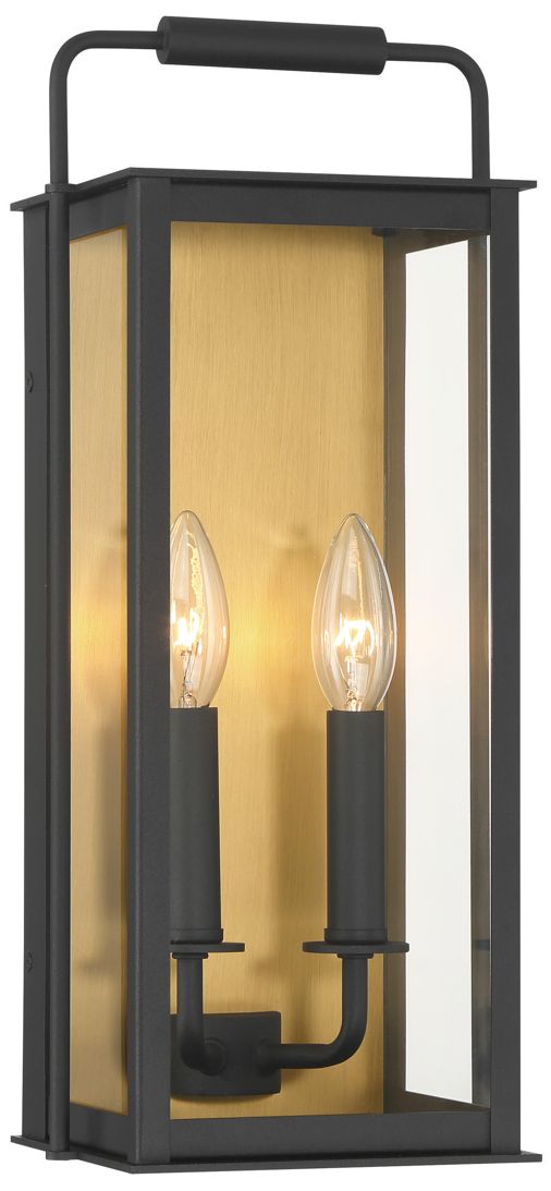 Thumbnail1 of Great Outdoors Aberdeen 2-Light 16.5-in Black and Brass Outdoor Wall Light