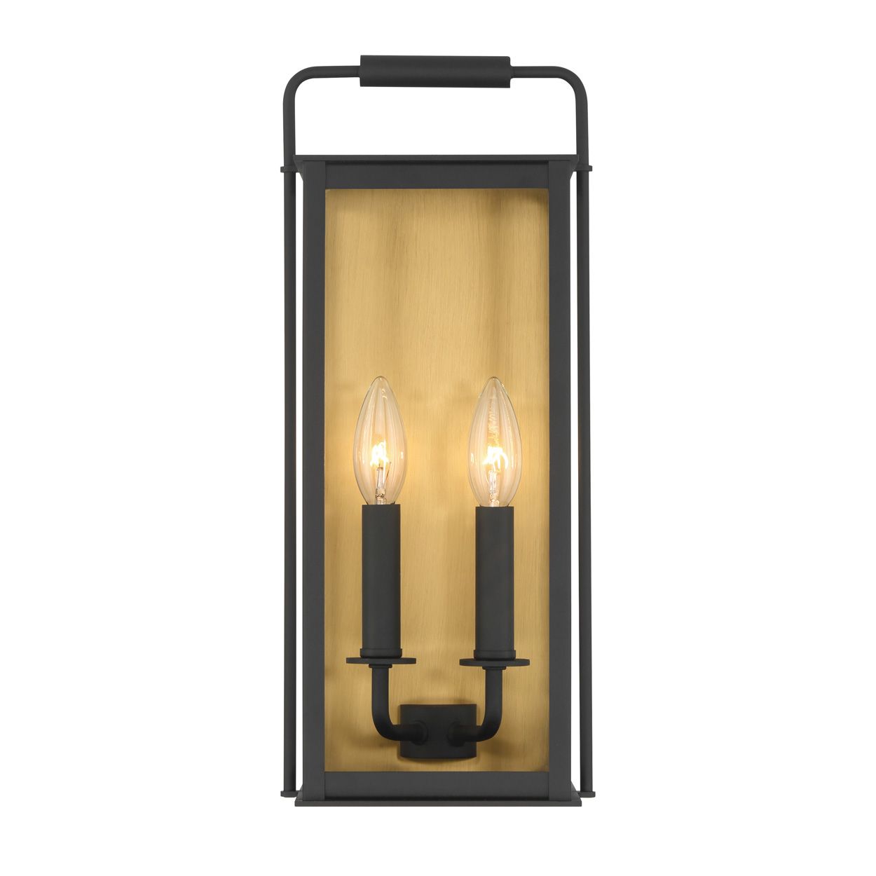 Thumbnail2 of Great Outdoors Aberdeen 2-Light 16.5-in Black and Brass Outdoor Wall Light more views