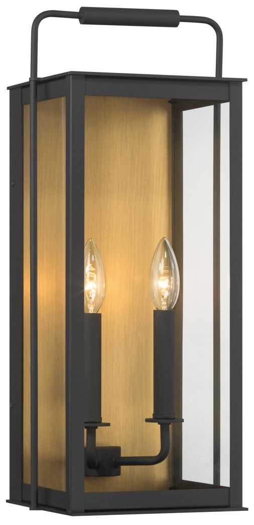 Great Outdoors Aberdeen 2-Light 20-in Black and Brass Outdoor Wall Light