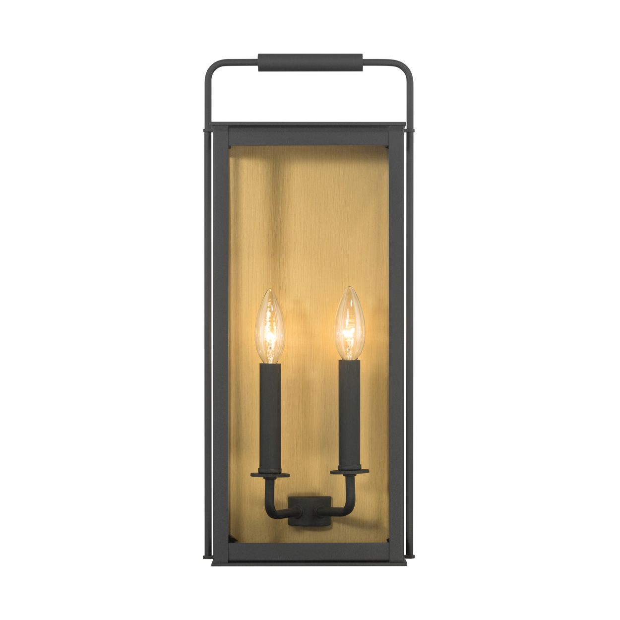 Image 2 Great Outdoors Aberdeen 2-Light 20-in Black and Brass Outdoor Wall Light more views