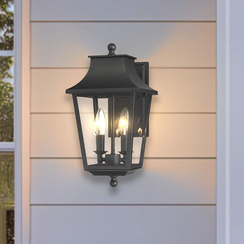 Image 1 Great Outdoors Altimeter 2-Light 7.75-in Black Outdoor Wall Mount