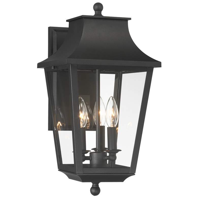 Image 1 Great Outdoors Altimeter 3-Light 9-in Black Outdoor Wall Mount with Shades