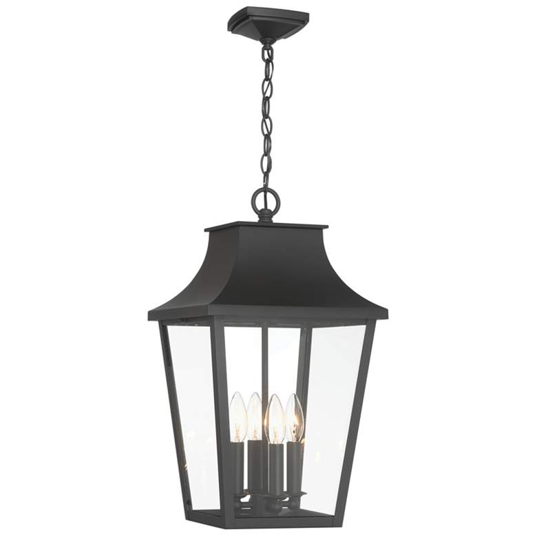 Image 1 Great Outdoors Altimeter 4-Light 11-in Black Outdoor Pendant with Shades