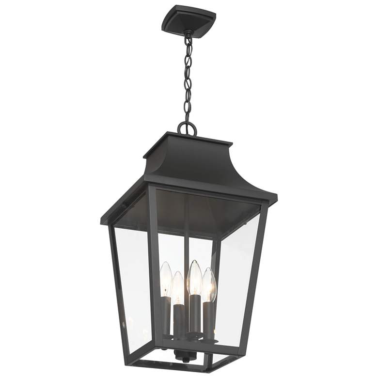 Image 5 Great Outdoors Altimeter 4-Light 11-in Black Outdoor Pendant with Shades more views