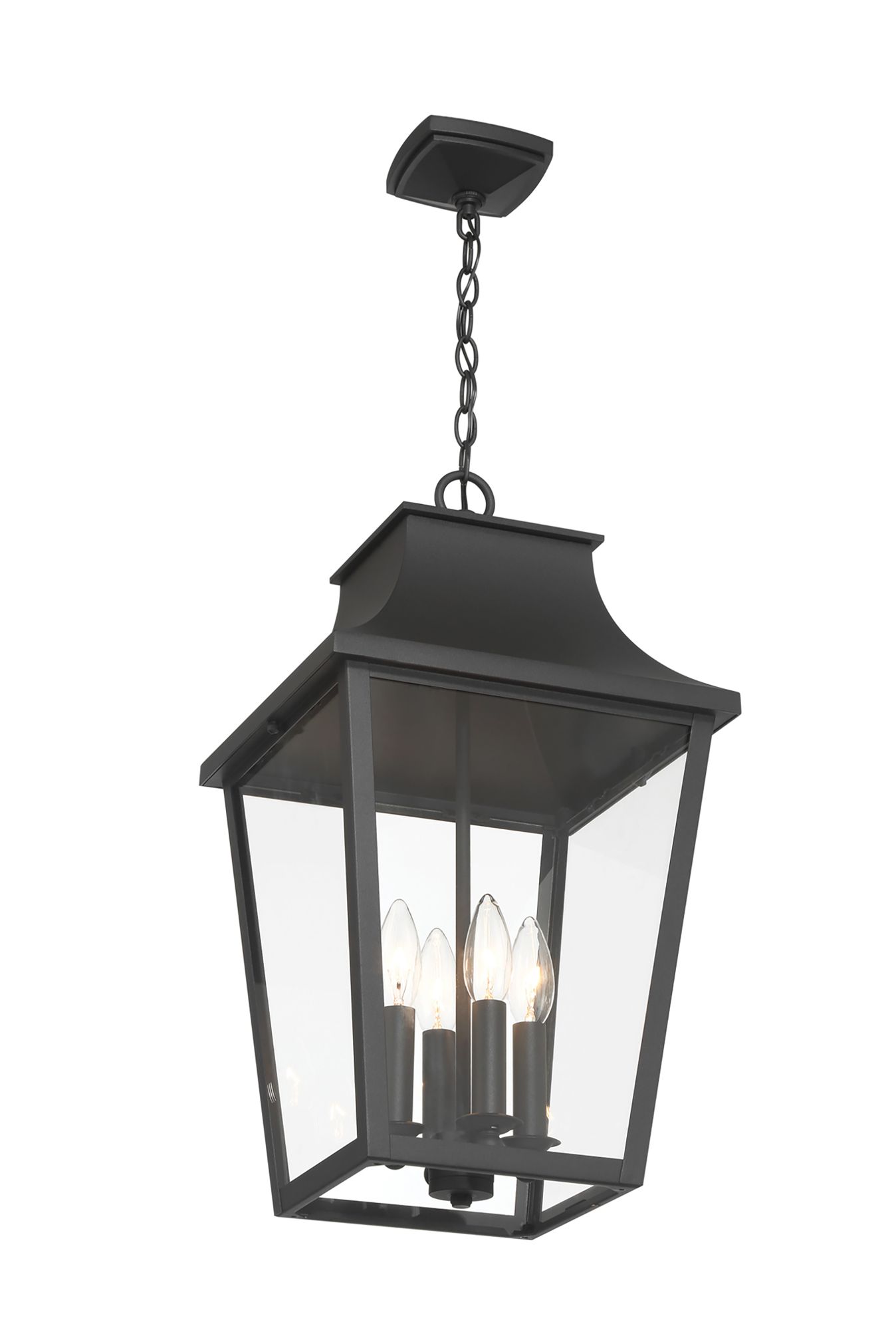 Image 6 Great Outdoors Altimeter 4-Light 11-in Black Outdoor Pendant with Shades more views