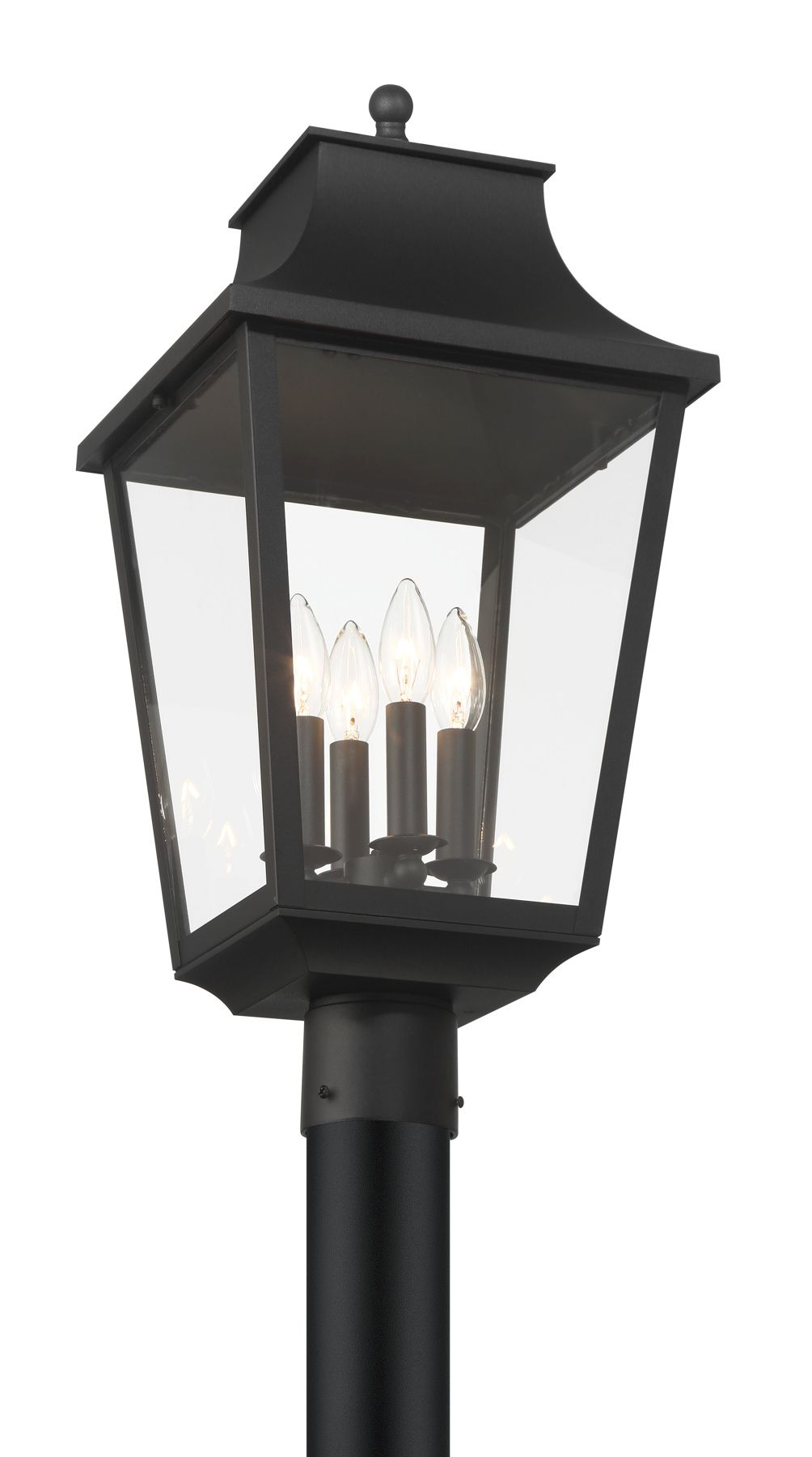 Image 6 Great Outdoors Altimeter 4-Light 11-in Black Outdoor Post Mount with Shades more views