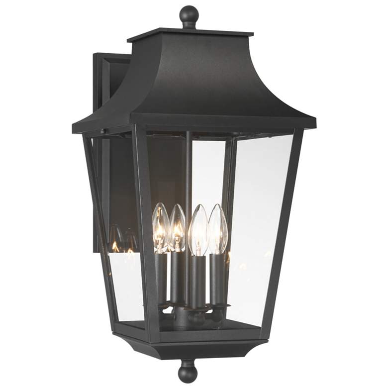 Image 1 Great Outdoors Altimeter 4-Light 11-in Black Outdoor Wall Mount with Shades