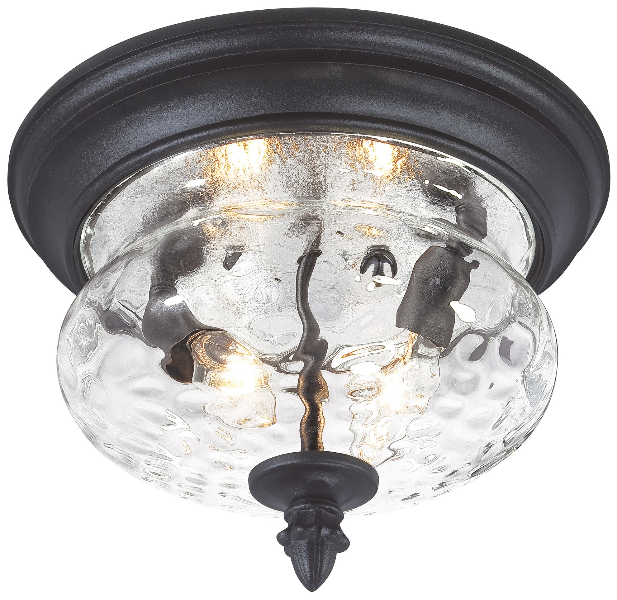 Image 2 Great Outdoors Ardmore 2-Light Black Outdoor Flush Mount with Shade