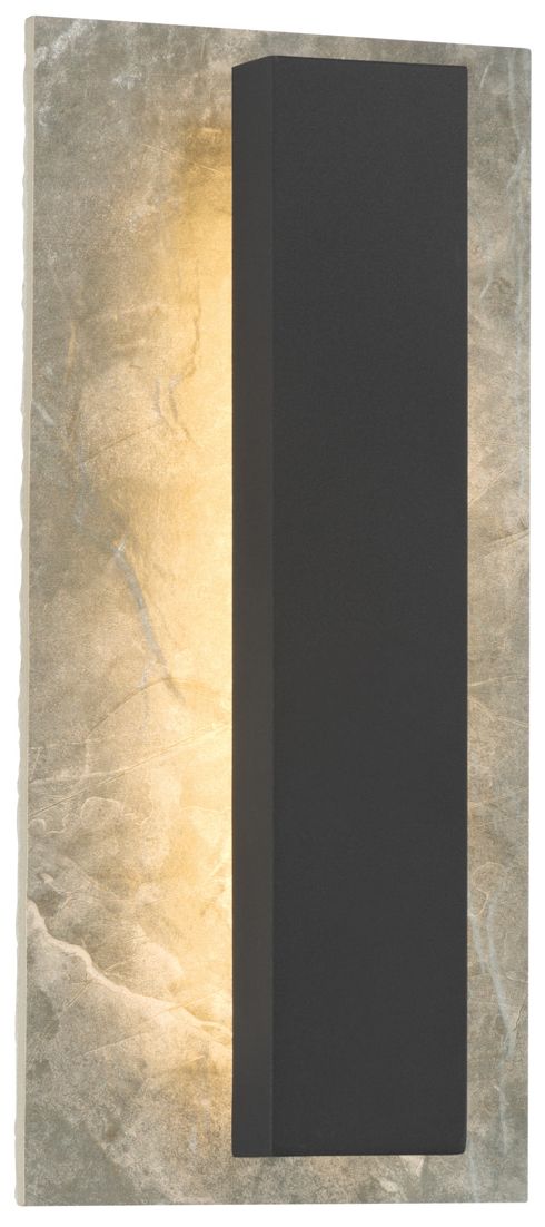 Image 6 Great Outdoors Avenelle LED 13.75in Coal Black and Grey Outdoor Wall Sconce more views