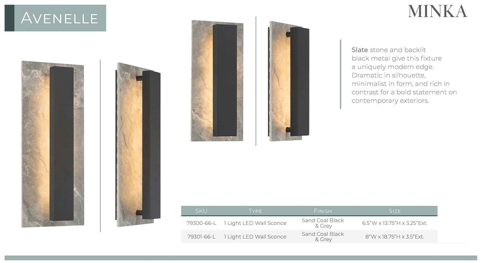Great Outdoors Avenelle LED 13.75in Coal Black and Grey Outdoor Wall Sconce