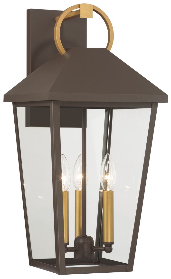 Great Outdoors Bayra 3-Lt 10-in Brass and Bronze Outdoor Lantern Wall Light