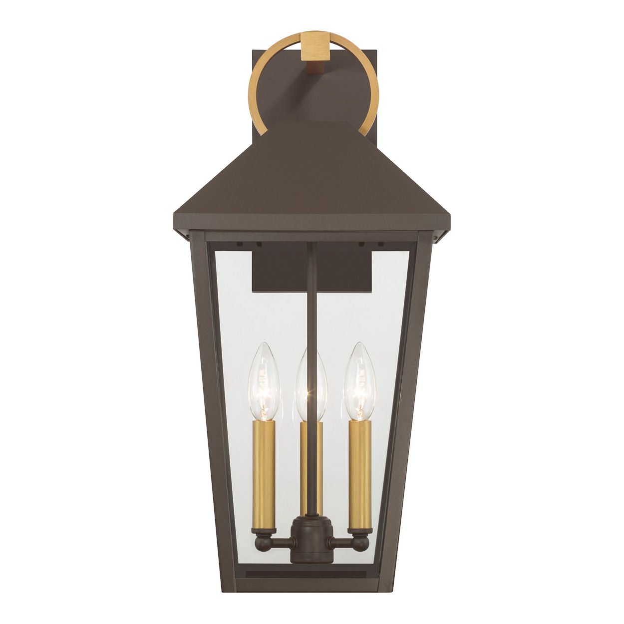 Image 2 Great Outdoors Bayra 3-Lt 10-in Brass and Bronze Outdoor Lantern Wall Light more views