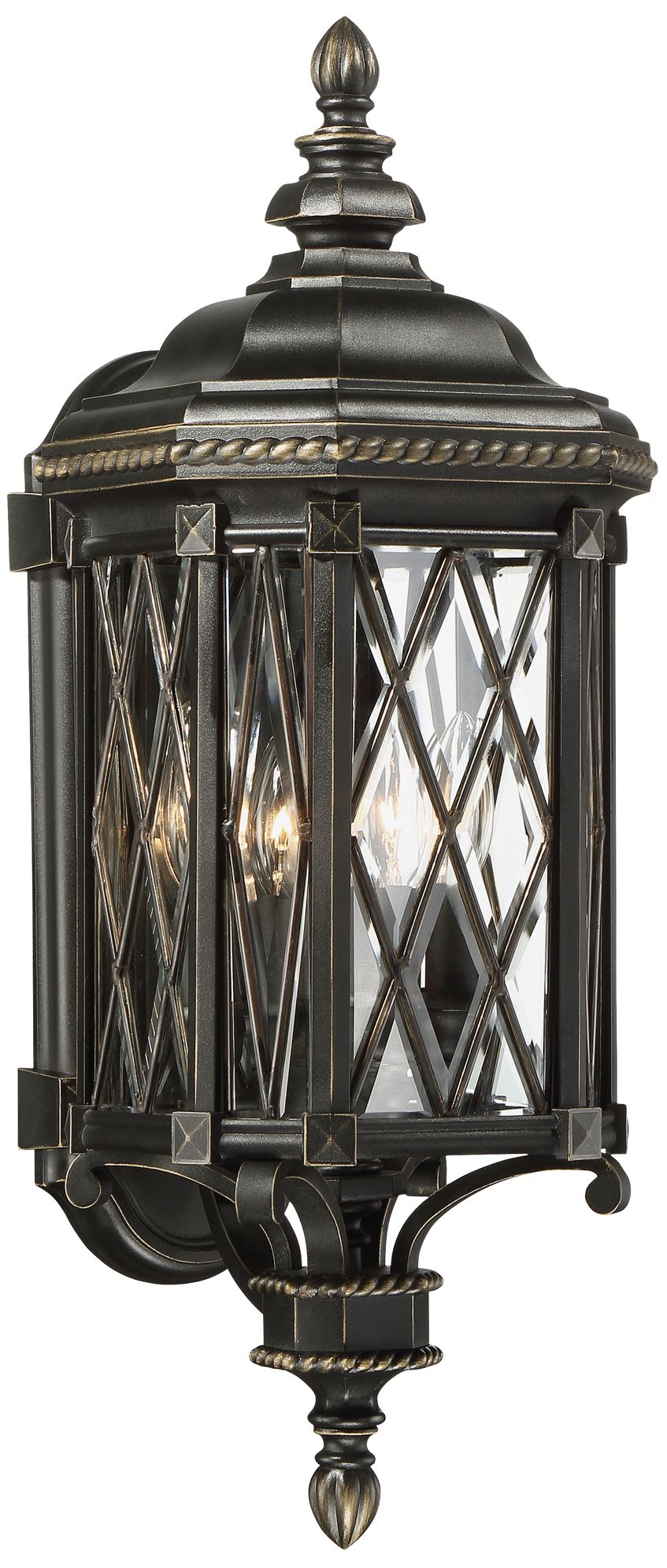 Great Outdoors Bexley Manor 4-Lt 25.25-in Black and Gold Outdoor Wall Light