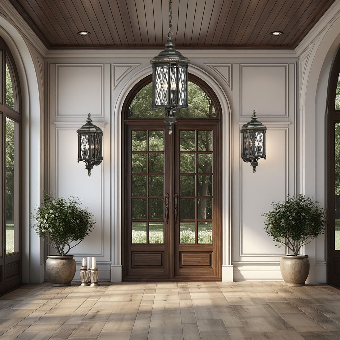 Image 4 Great Outdoors Bexley Manor 4-Lt 25.25-in Black and Gold Outdoor Wall Light more views