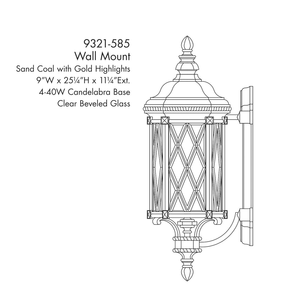 Image 5 Great Outdoors Bexley Manor 4-Lt 25.25-in Black and Gold Outdoor Wall Light more views