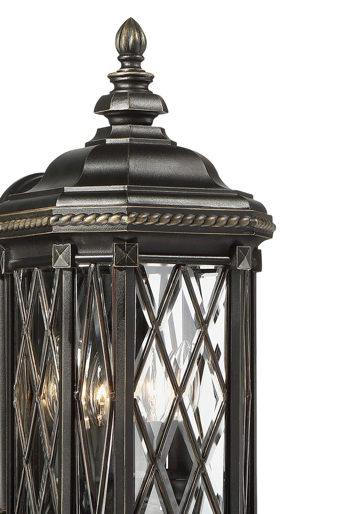 Image 6 Great Outdoors Bexley Manor 4-Lt 25.25-in Black and Gold Outdoor Wall Light more views
