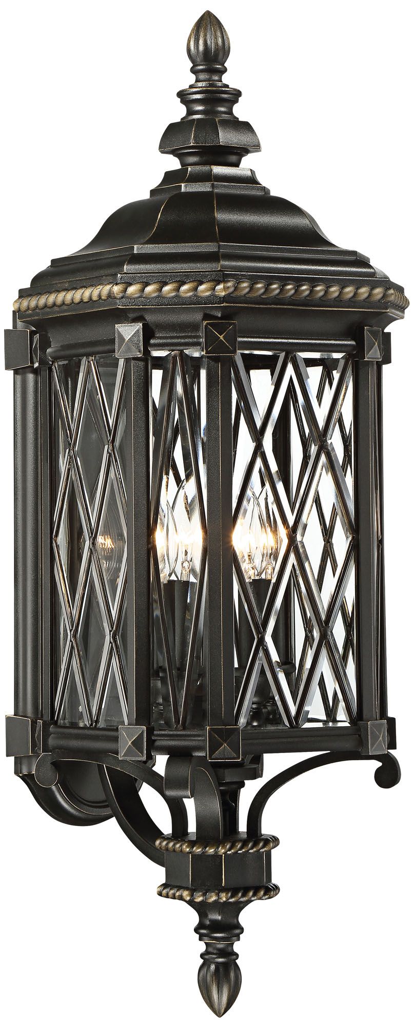 Great Outdoors Bexley Manor 4-Lt 31.75-in Black and Gold Outdoor Wall Light