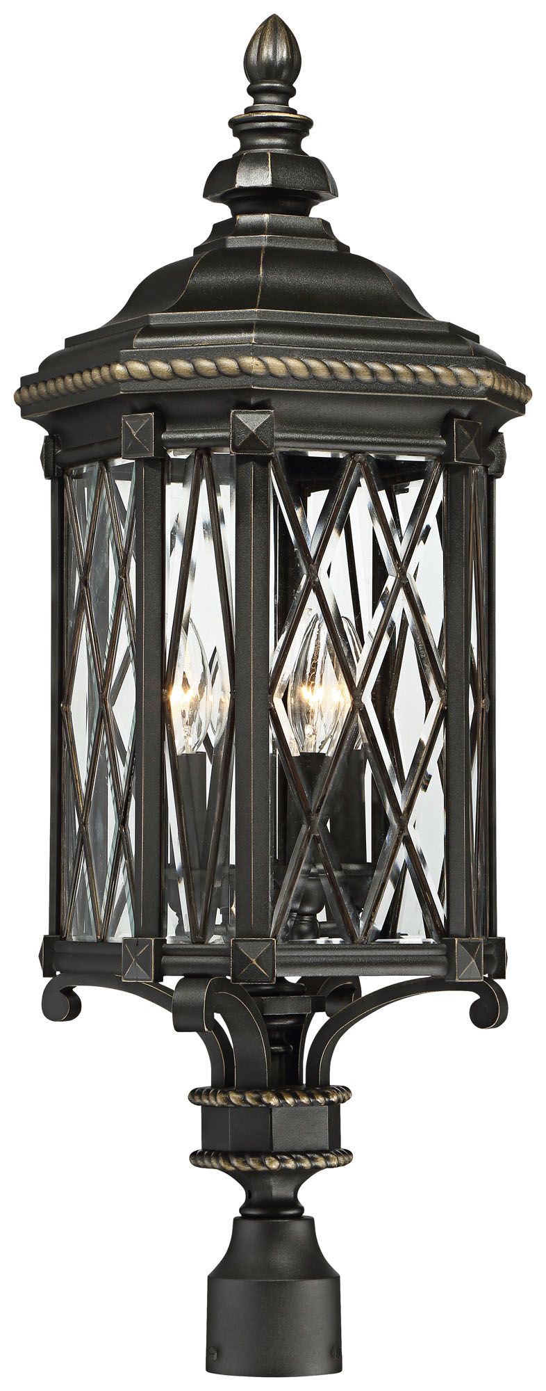 Great Outdoors Bexley Manor 4-Lt 32.5-in Black and Gold Outdoor Post Light