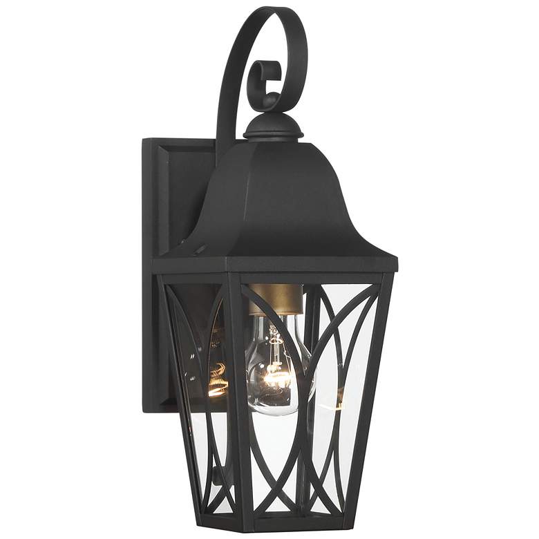 Image 1 Great Outdoors Cardigan 1-Light 5.5-in Black and Brass Outdoor Wall Mount