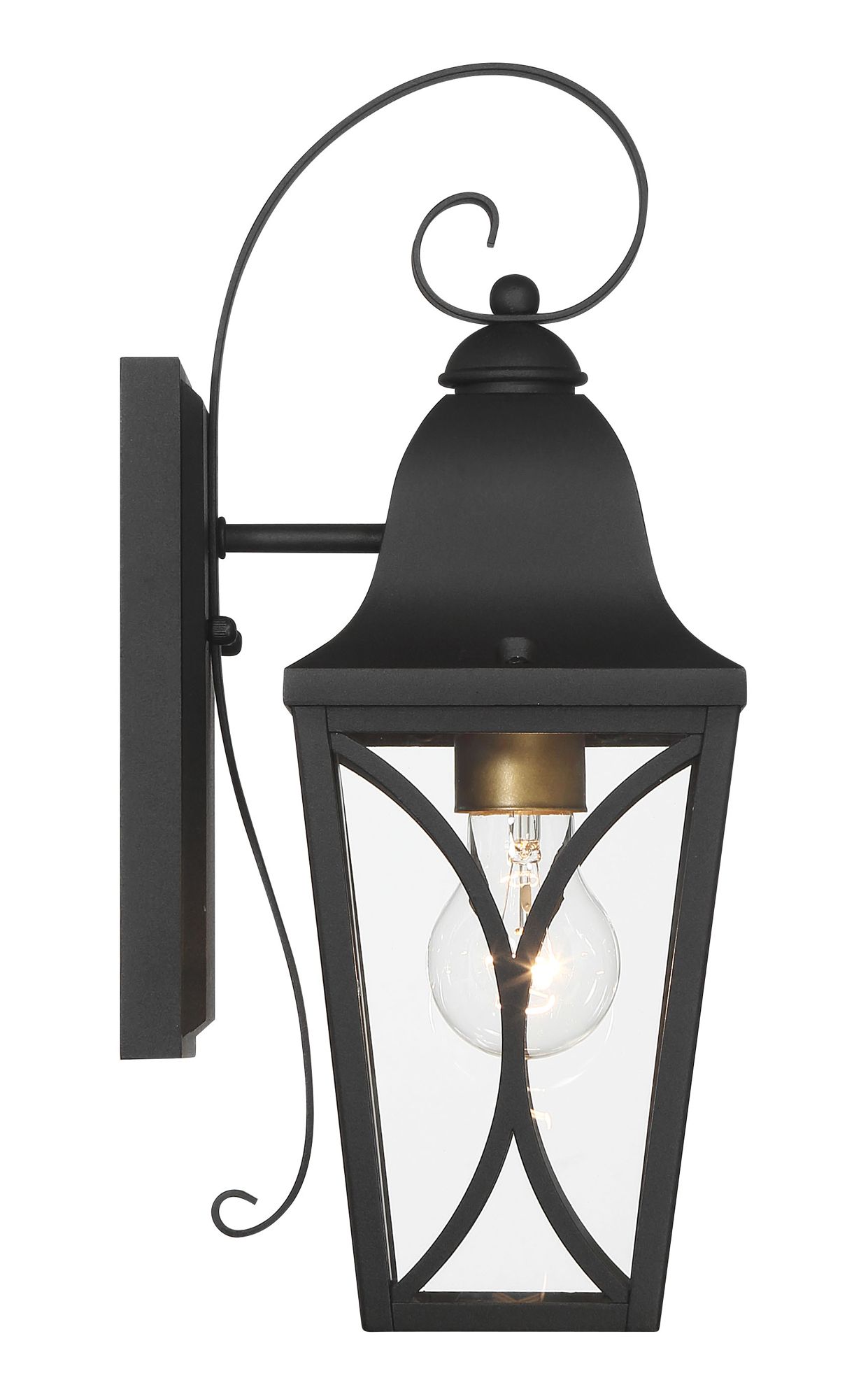 Image 5 Great Outdoors Cardigan 1-Light 5.5-in Black and Brass Outdoor Wall Mount more views