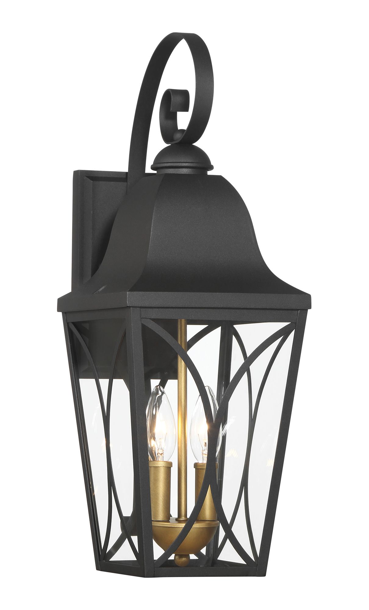 Image 4 Great Outdoors Cardigan 2-Light 7.5-in Black and Brass Outdoor Wall Mount more views