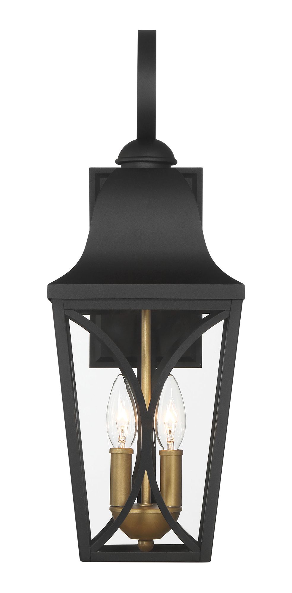 Image 6 Great Outdoors Cardigan 2-Light 7.5-in Black and Brass Outdoor Wall Mount more views