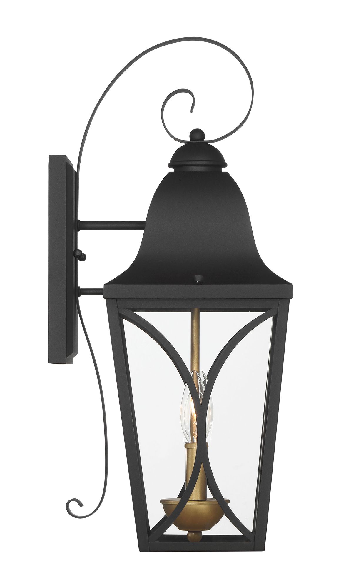 Image 7 Great Outdoors Cardigan 2-Light 7.5-in Black and Brass Outdoor Wall Mount more views