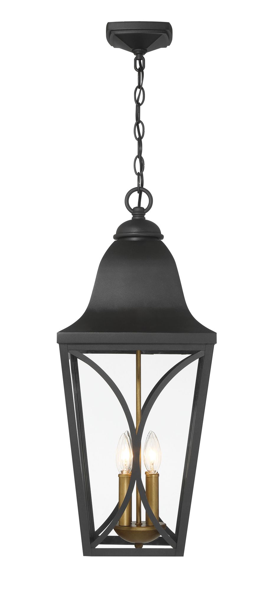 Image 4 Great Outdoors Cardigan 4-Light 11-in Black and Brass Outdoor Pendant Light more views