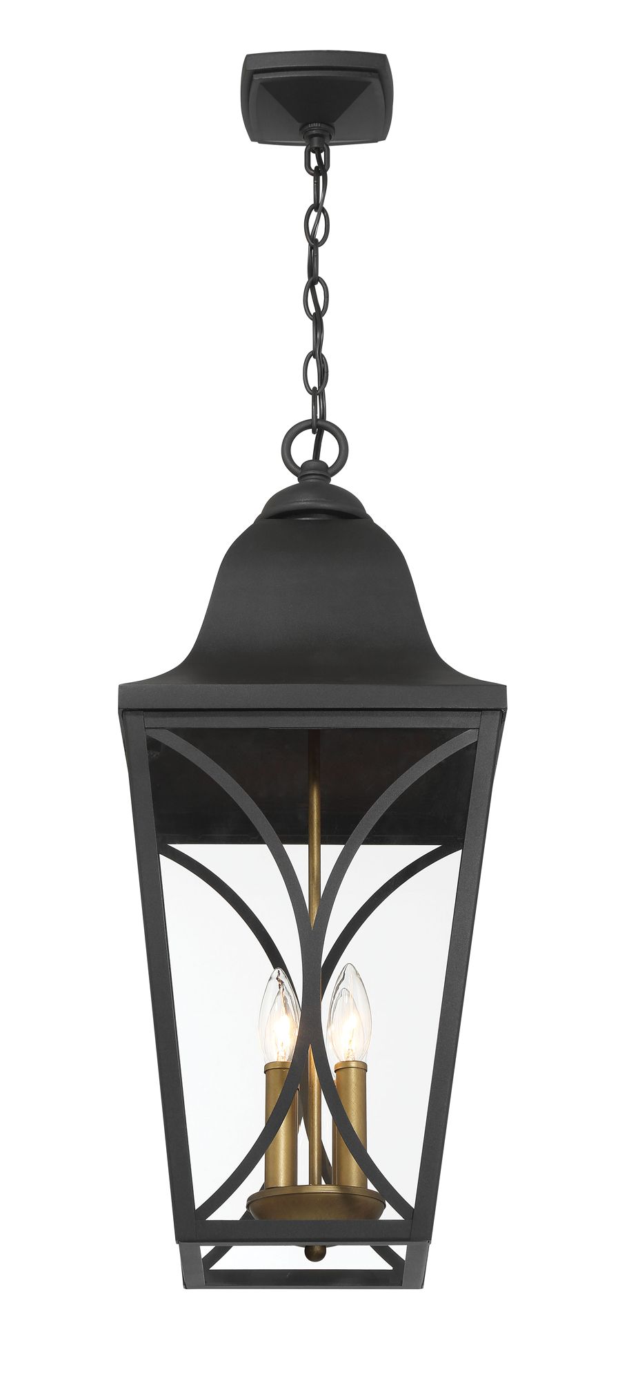 Image 5 Great Outdoors Cardigan 4-Light 11-in Black and Brass Outdoor Pendant Light more views
