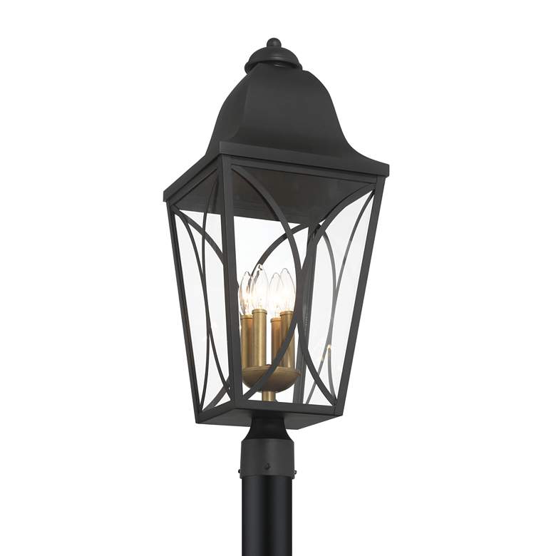 Image 2 Great Outdoors Cardigan 4-Light 11-in Black and Brass Outdoor Post Mount more views