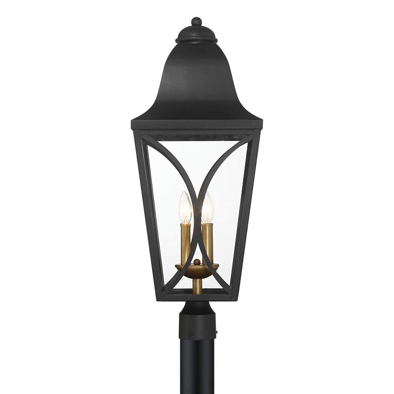 Image 3 Great Outdoors Cardigan 4-Light 11-in Black and Brass Outdoor Post Mount more views