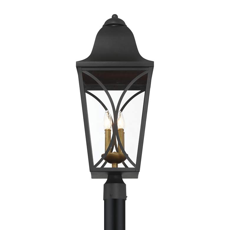 Image 4 Great Outdoors Cardigan 4-Light 11-in Black and Brass Outdoor Post Mount more views