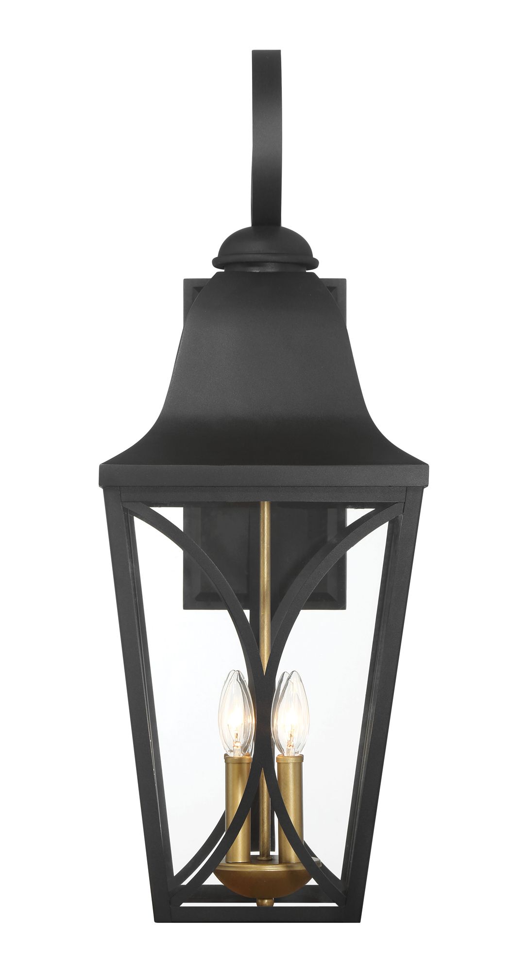 Image 4 Great Outdoors Cardigan 4-Light 11-in Black and Brass Outdoor Wall Mount more views
